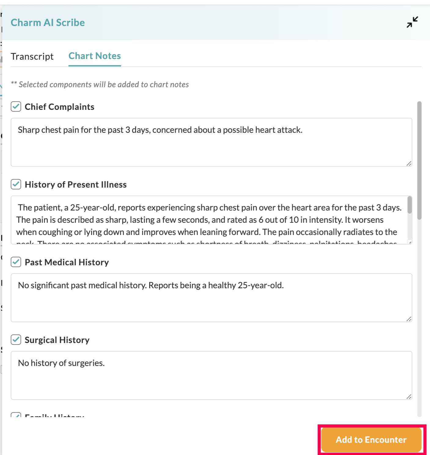 Add Chart Note to Encounter
