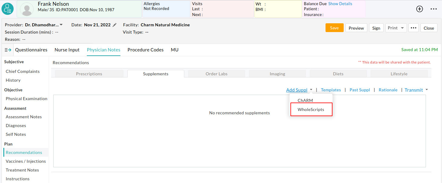 Add Supplement From WholeScripts Option