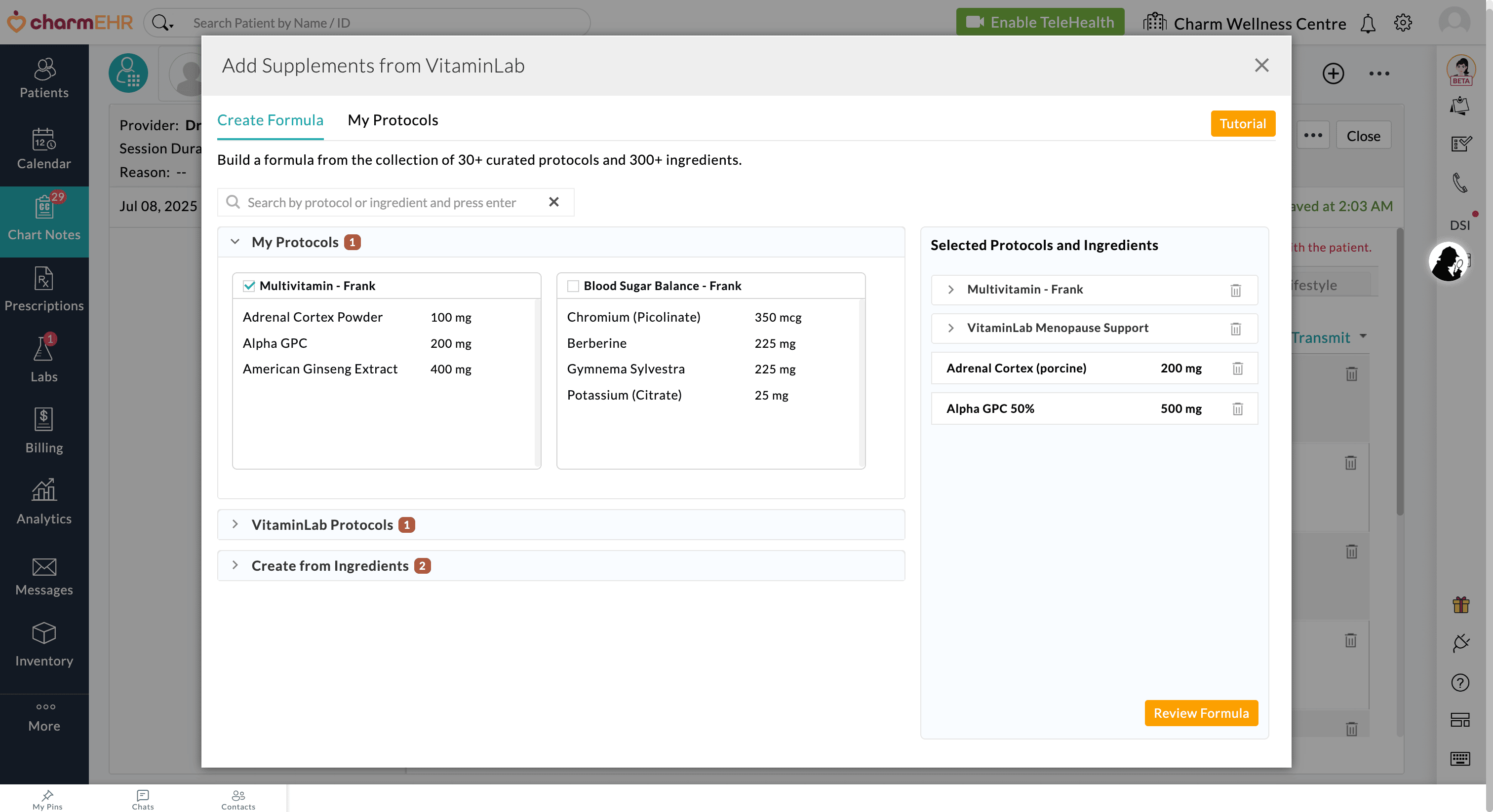 Add Supplements From VitaminLab