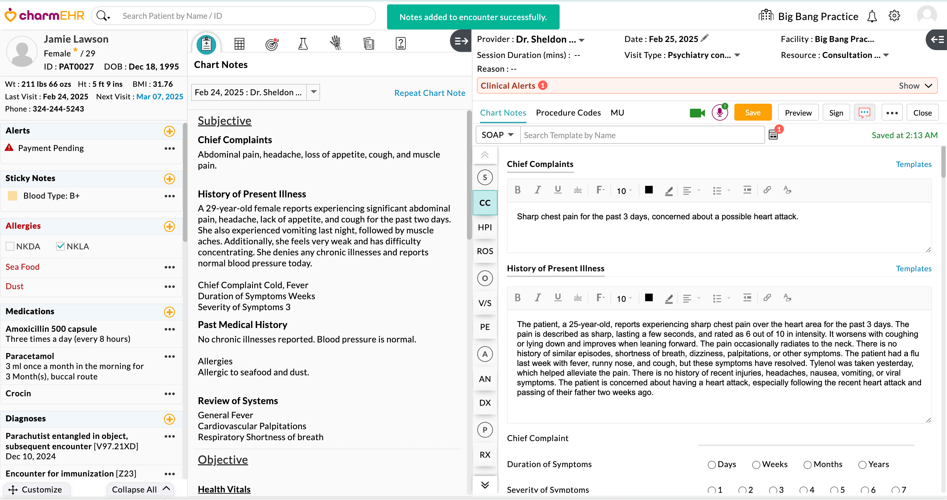Added Notes to Encounter