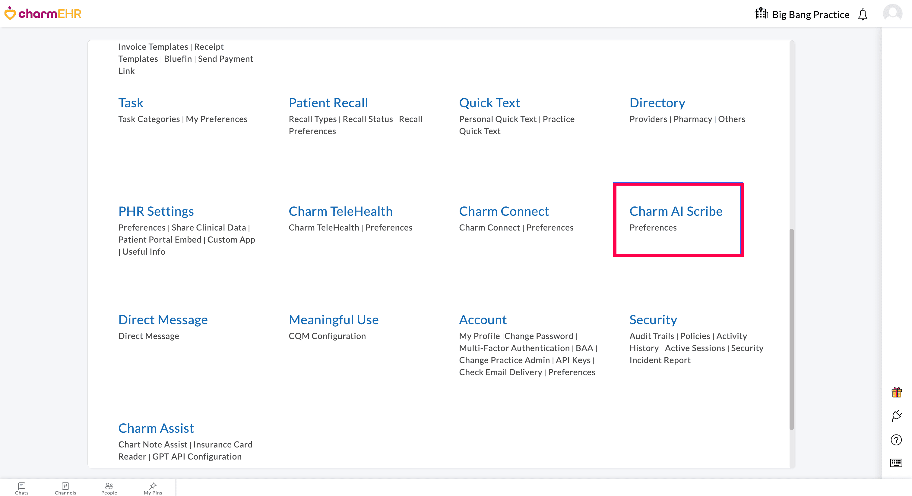 Charm AI Scribe Preferences