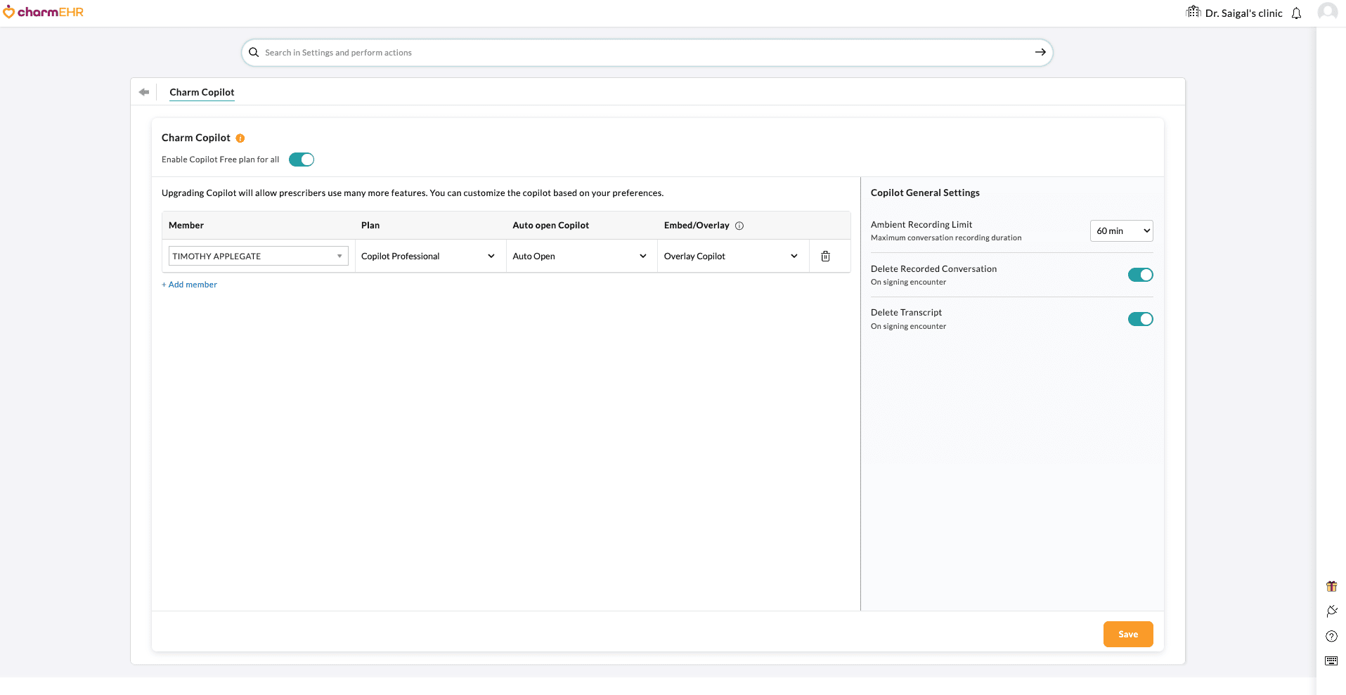 CharmCopilot Member Configuration