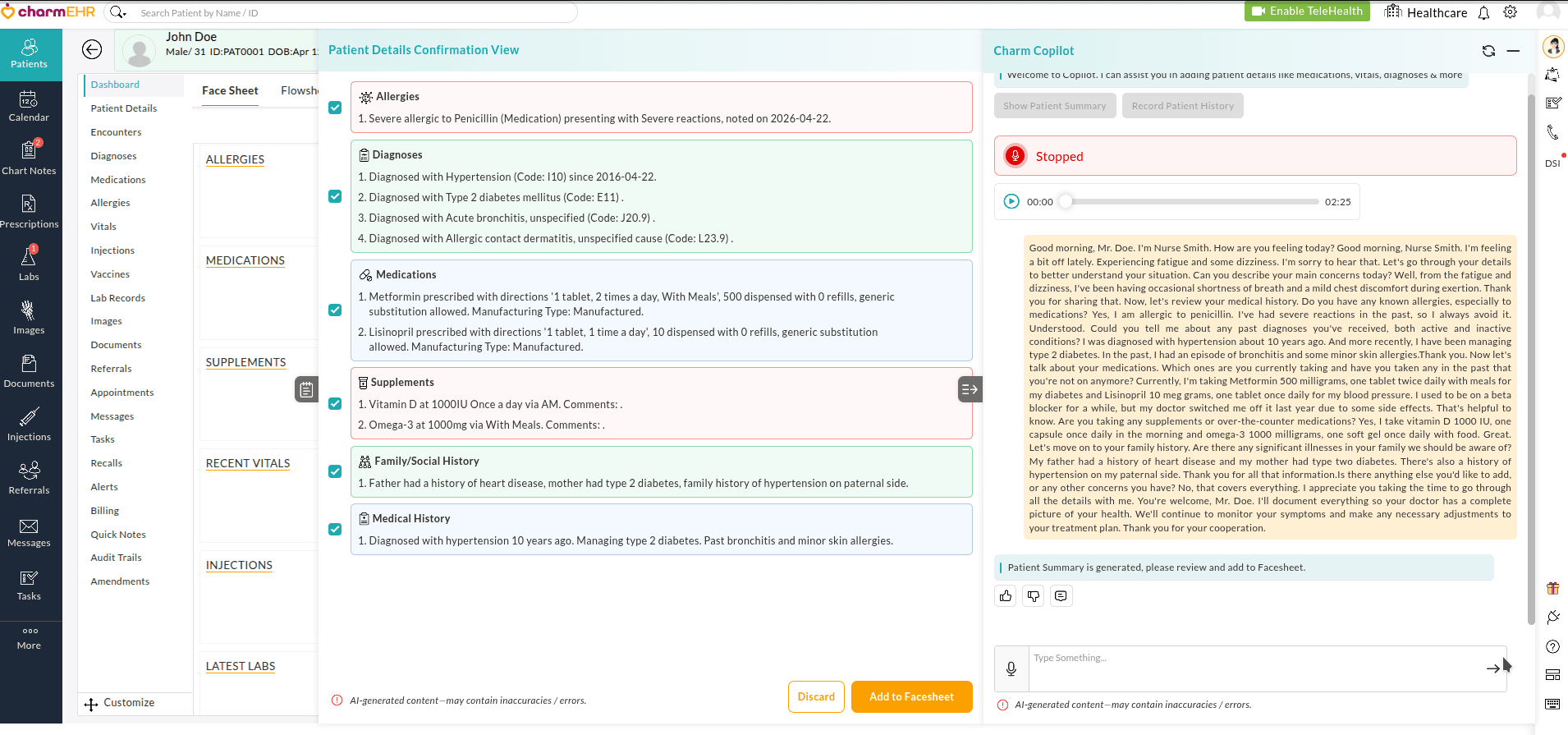 Review Extracted Patient Details