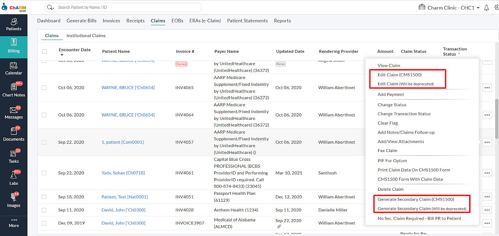 Edit or Generate Claim Edit or Generate Claim