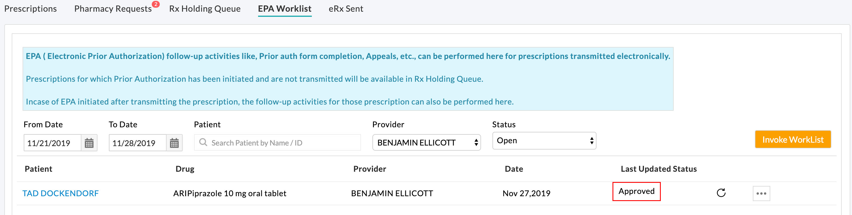 EPA Approved Worklist View EPA Approved Worklist View