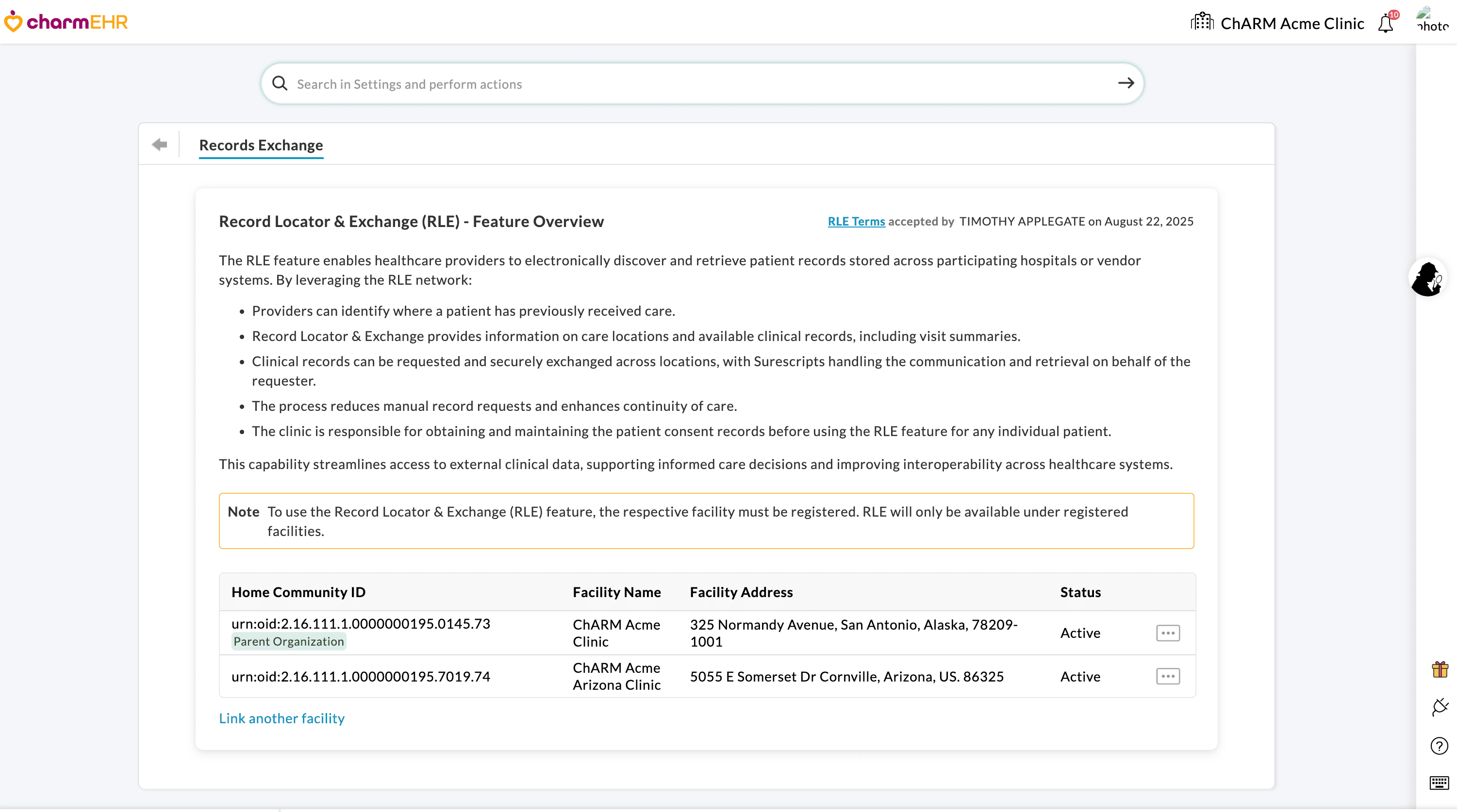 Facilities Active Statuses