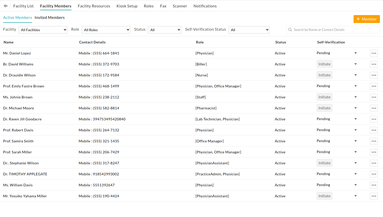 Facility Members Self-Verification