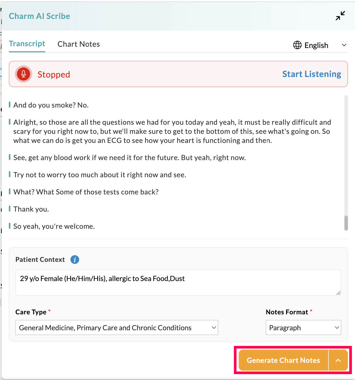 Generate Chart Notes