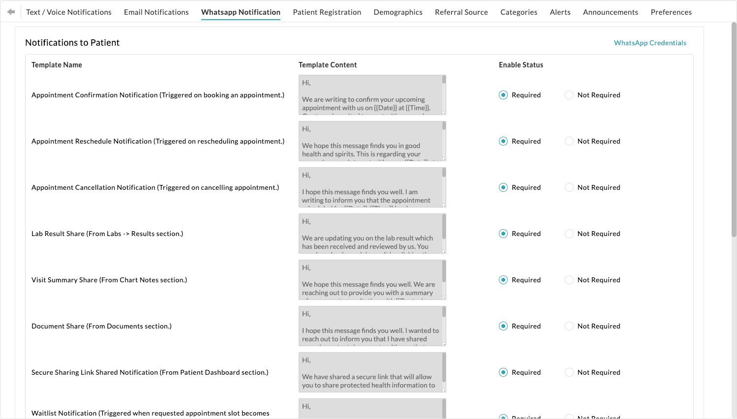 Notifications to Patient