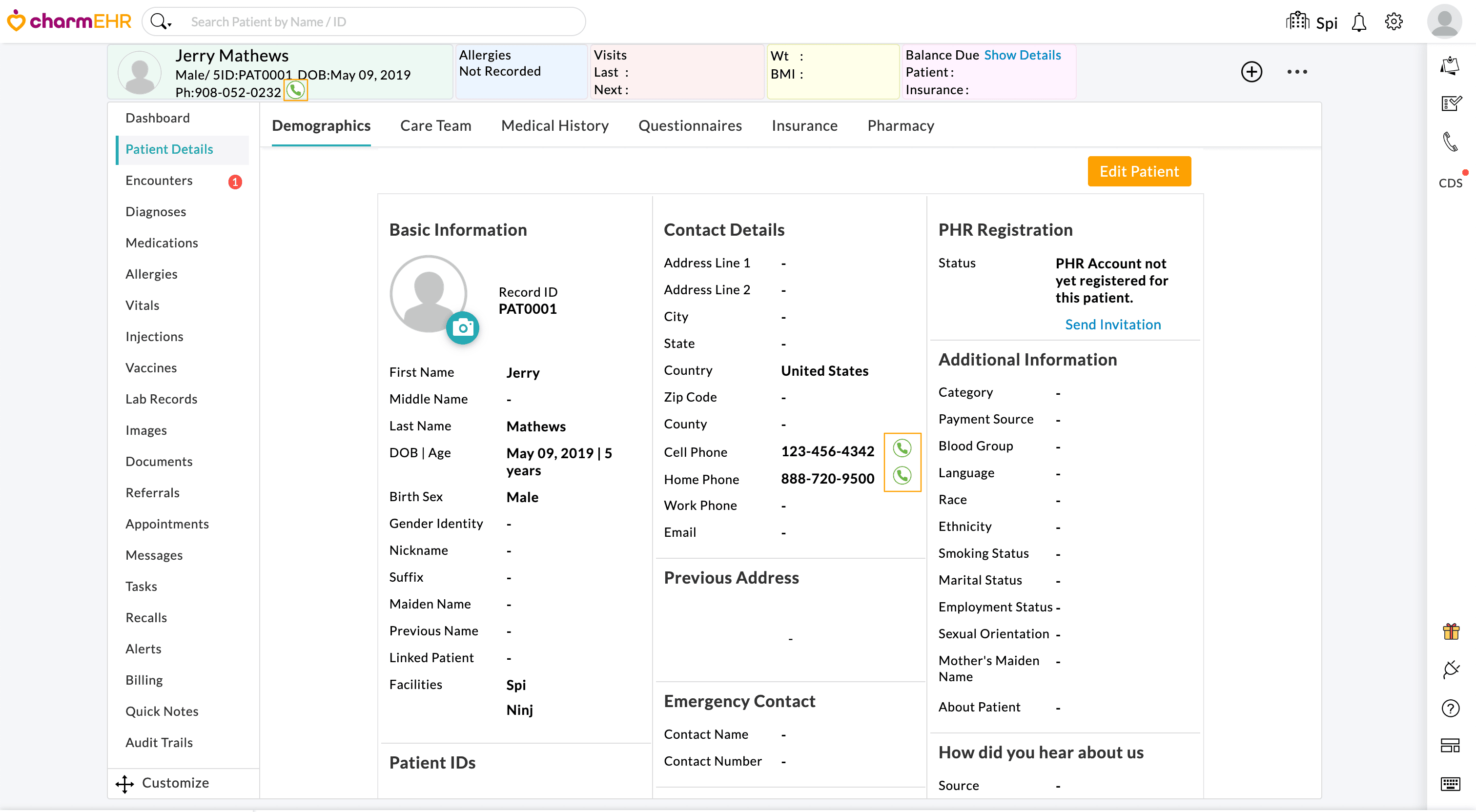Phone Calls Patient Dashboard Phone Calls Patient Dashboard