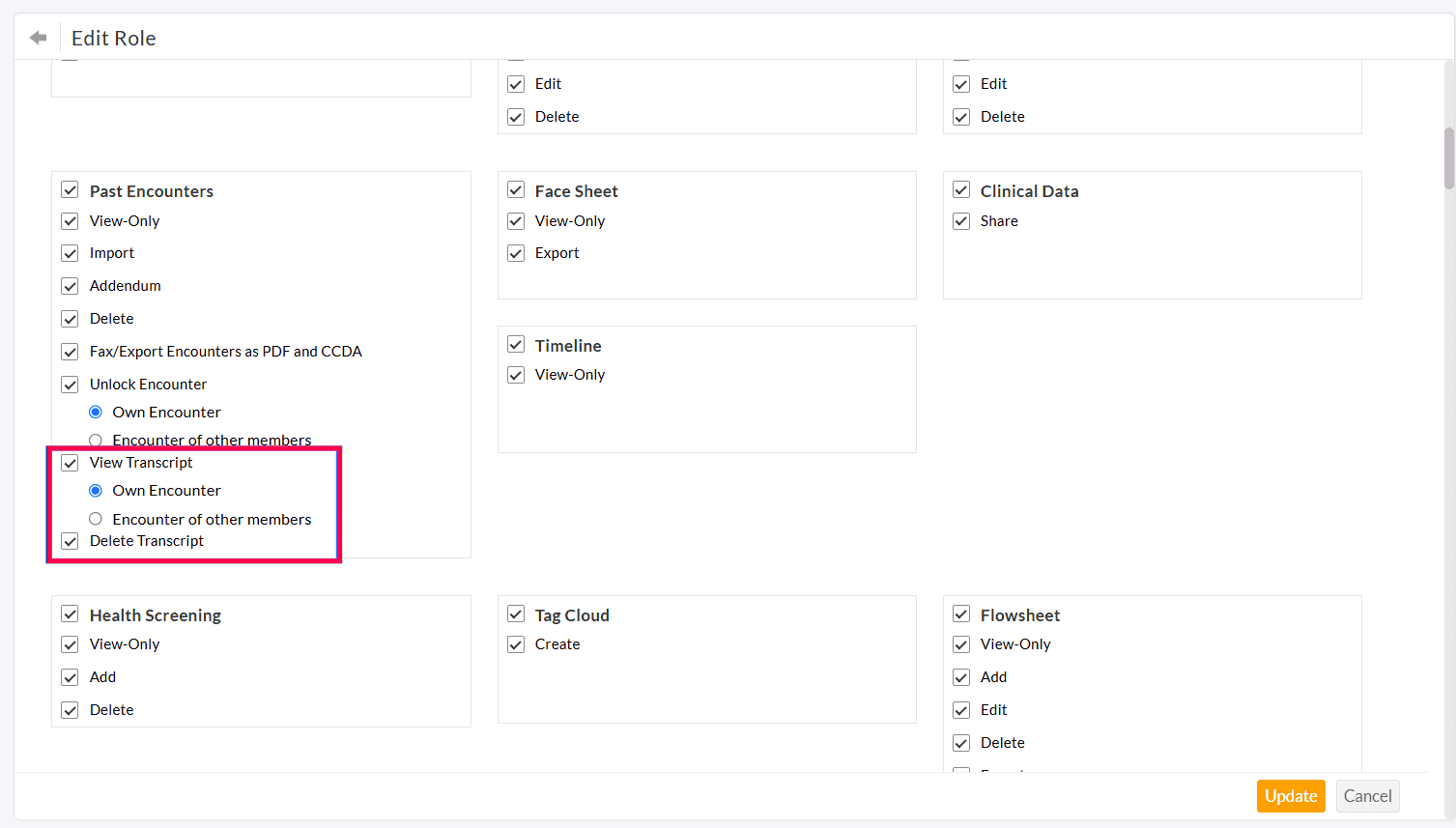 Role Privilege for Charm AI Scribe