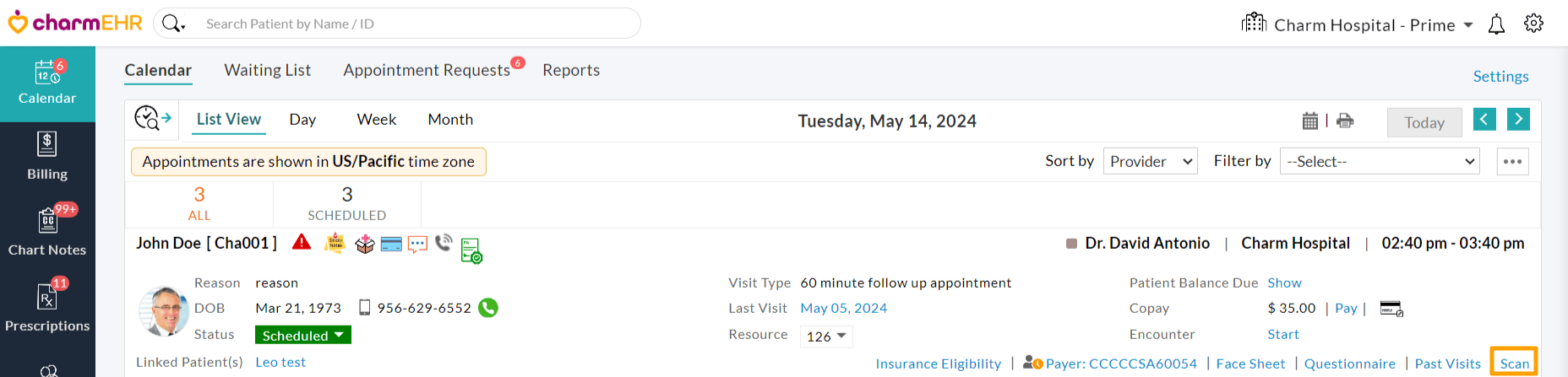 Scan Option in Calendar