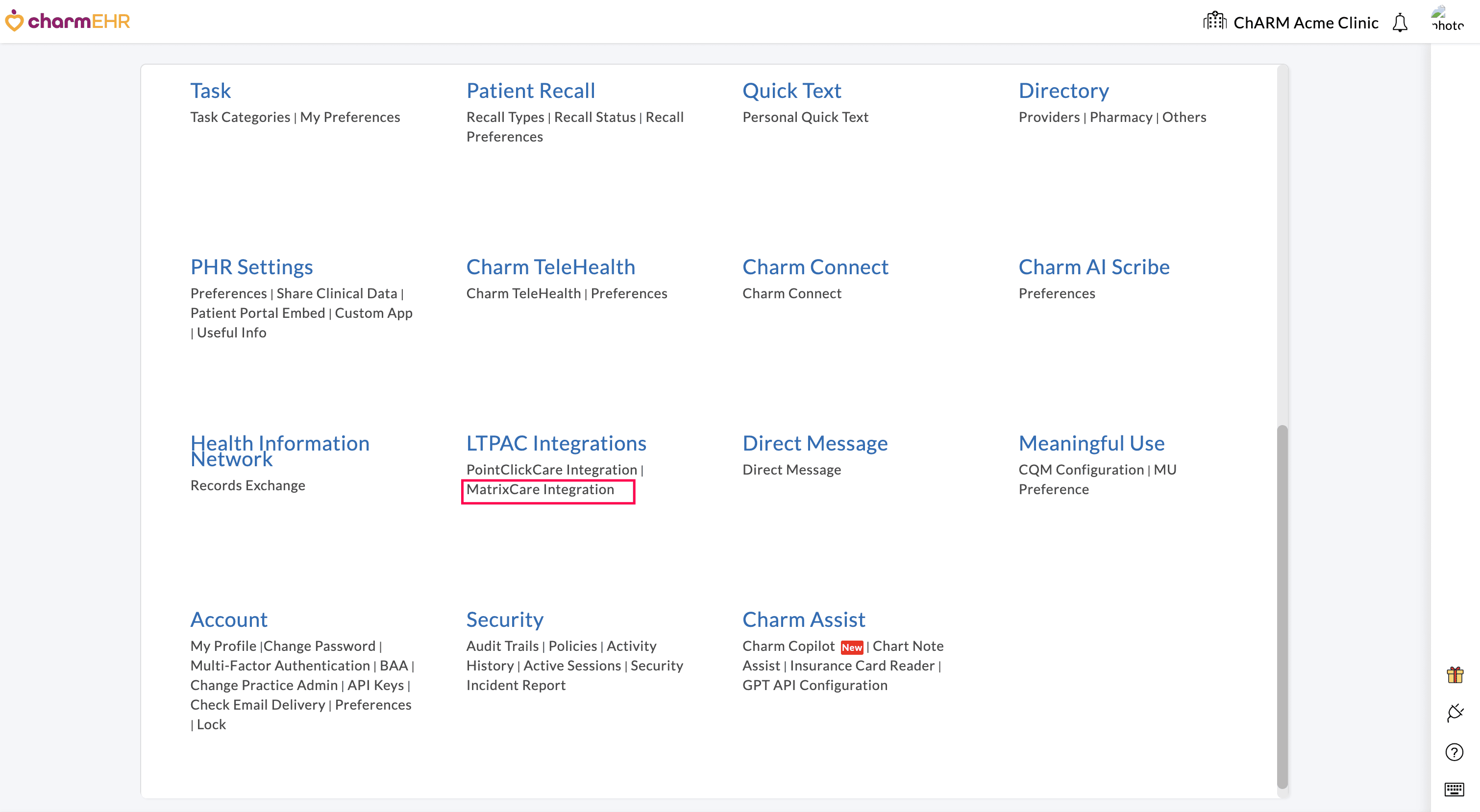 Settings Matrixcare Settings Matrixcare