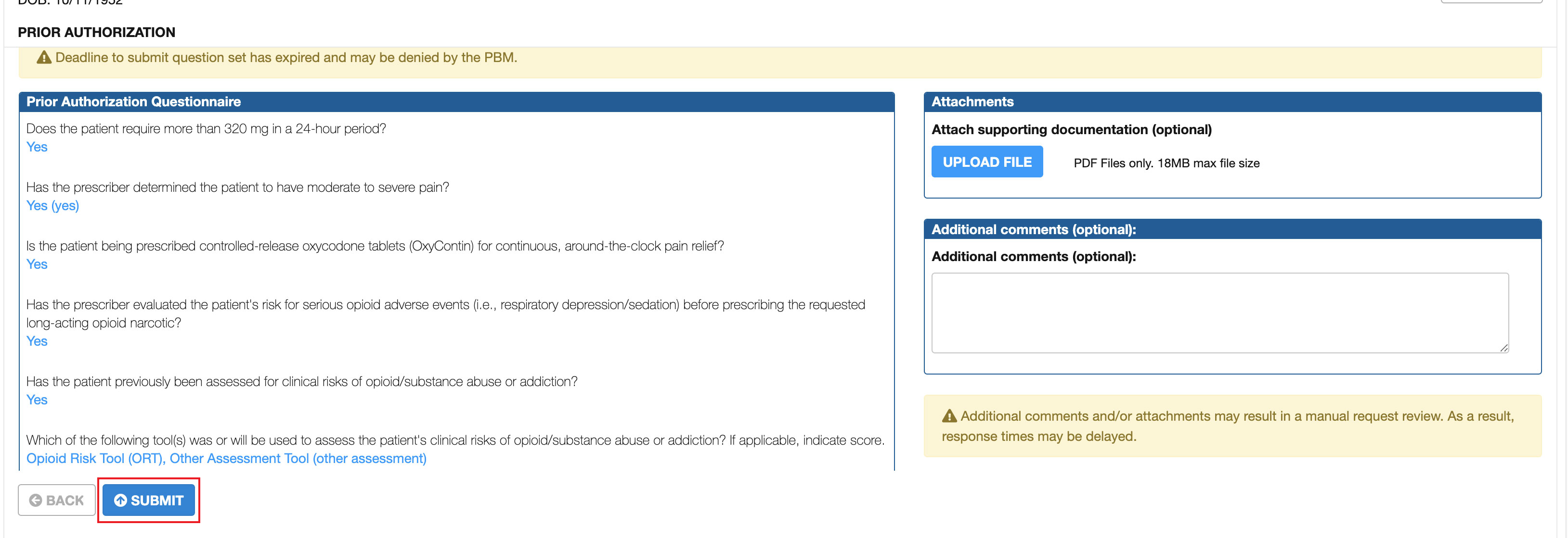 Submit PA Form Submit PA Form