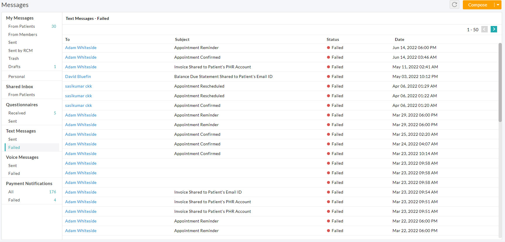 Text and Voice Notifications Delivery Status