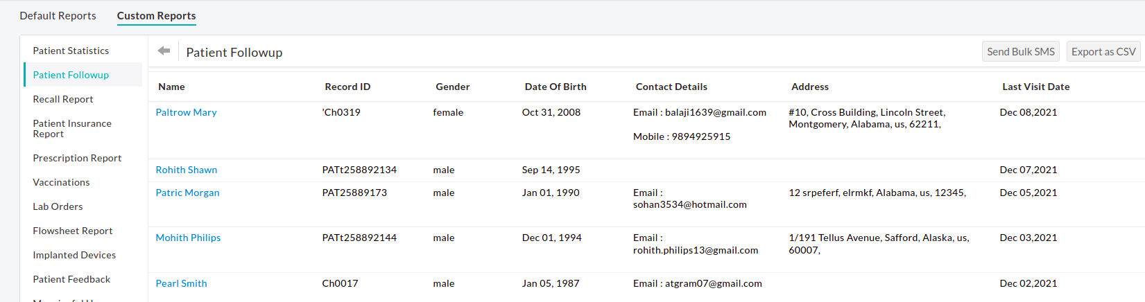 Patient Followup List