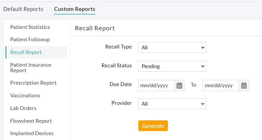 Patient Recall Report