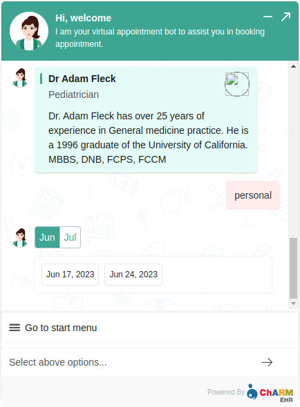 Appointment Chat Bot Available Slots