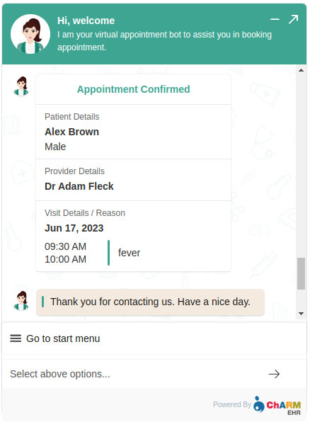 Appointment Chat Bot Confirmation