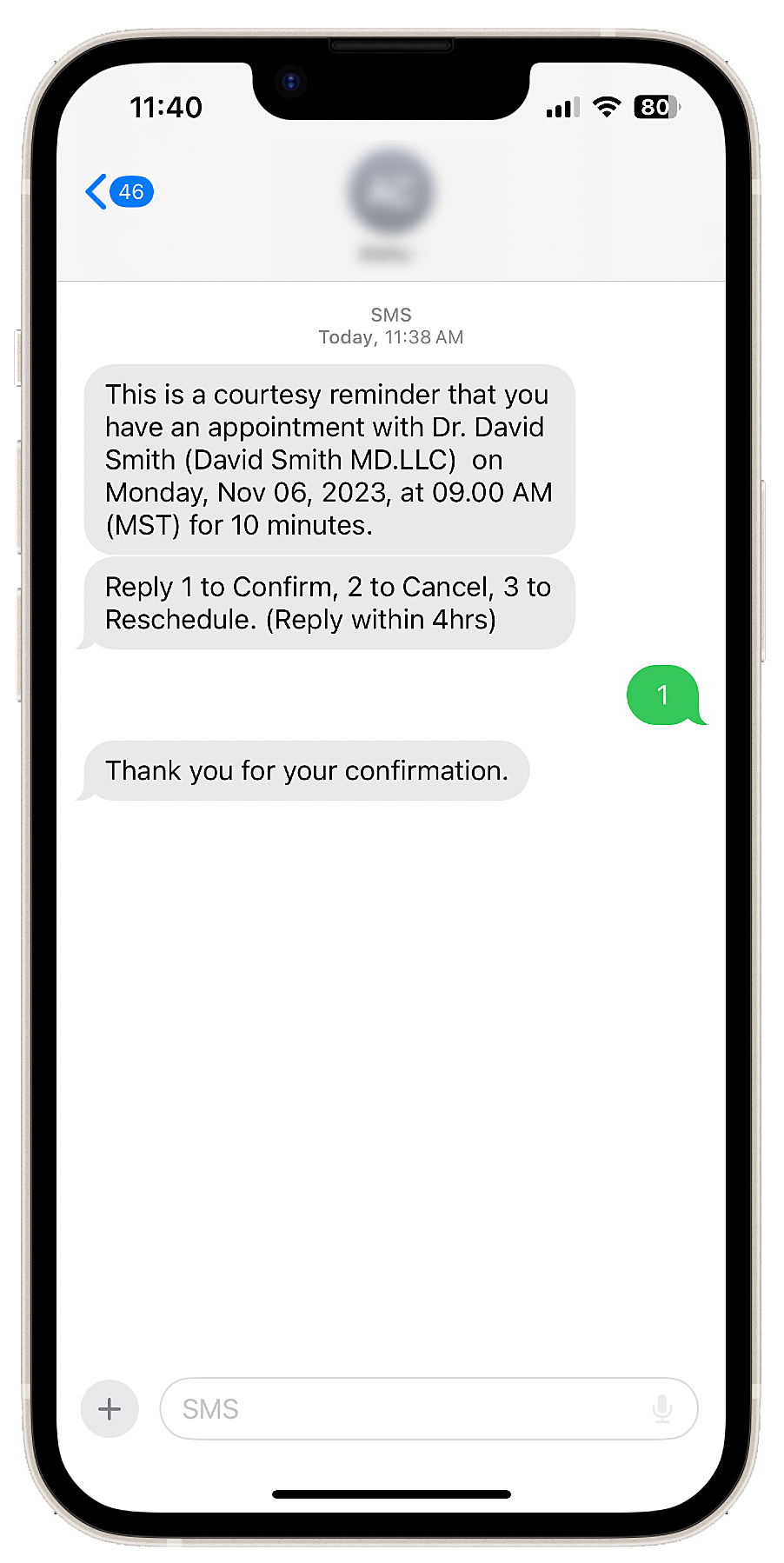 Appointment Confirmation Message