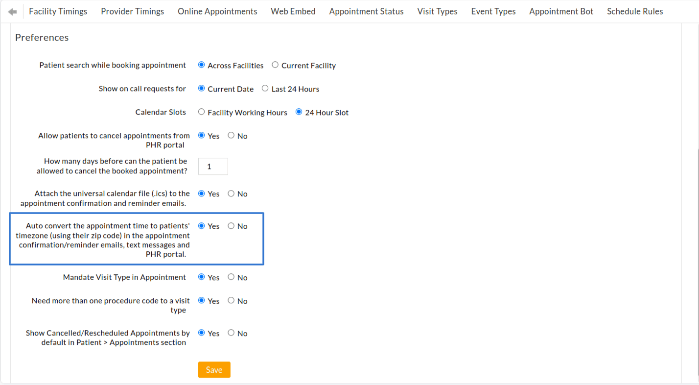 Auto Convert Appointment TimeZone