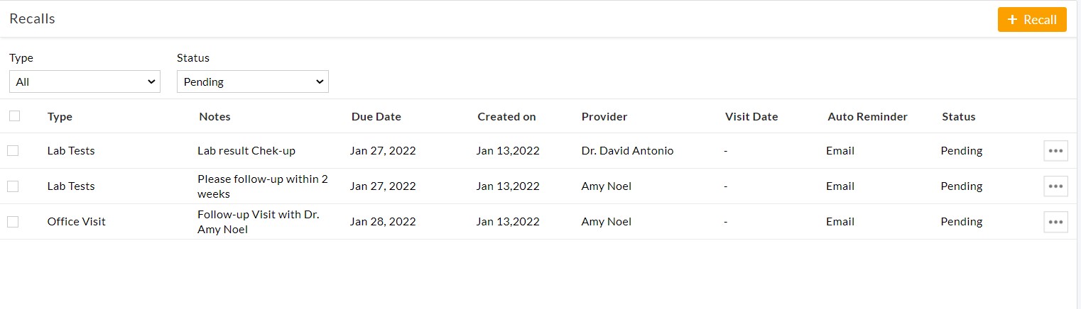 Assign Recall Status