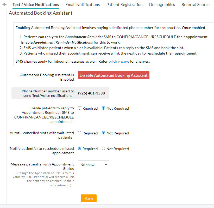 Booking Assistant Options