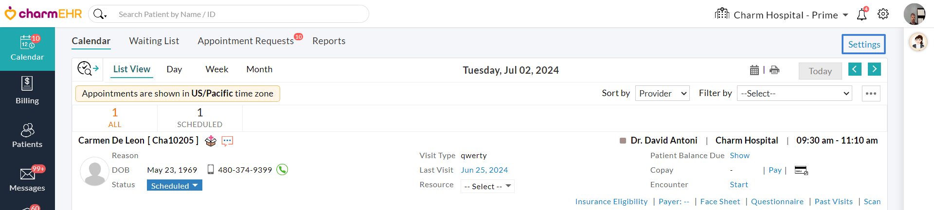 Calendar Settings Option