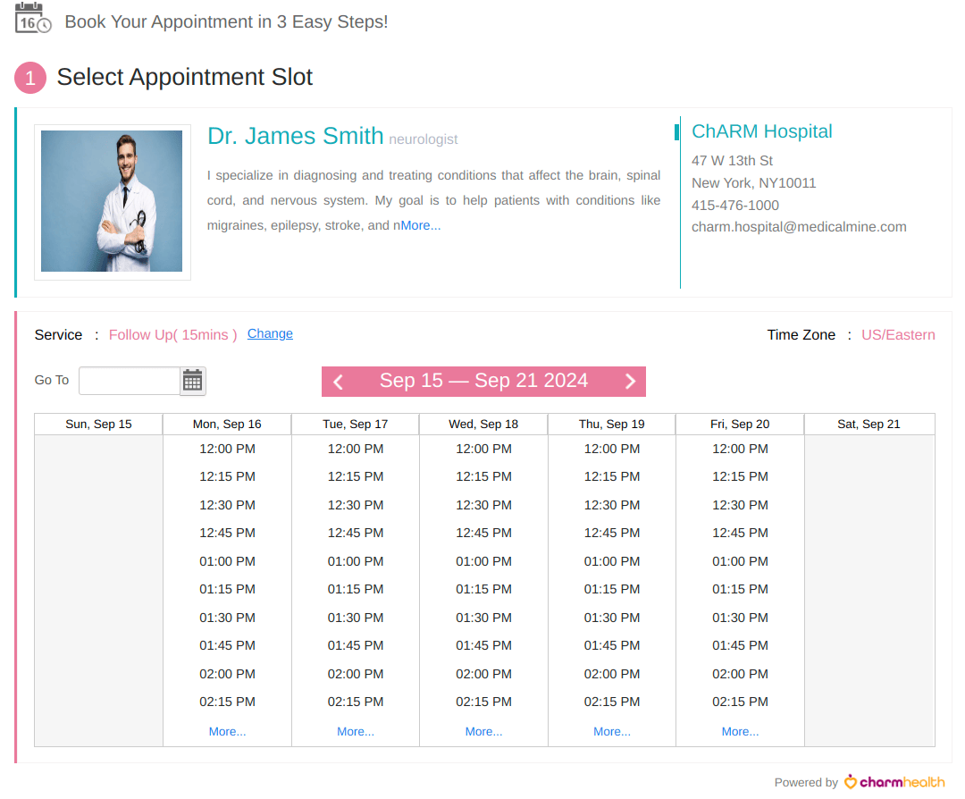 Select Appointment Slot