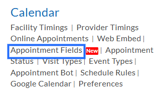 Settings Appointmet Fields