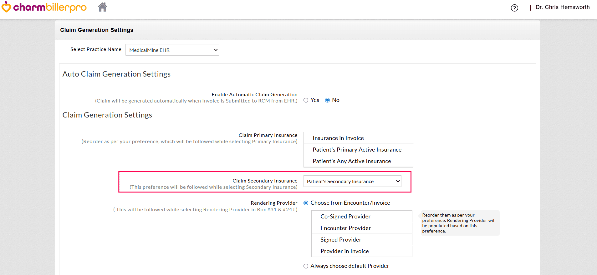 Claim Secondary Insurance Selection
