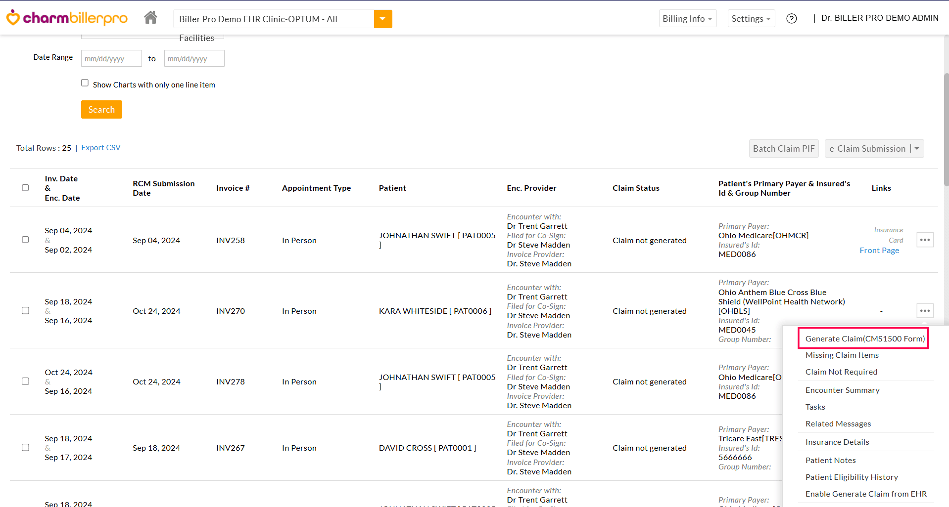 Generate Claims CMS1500