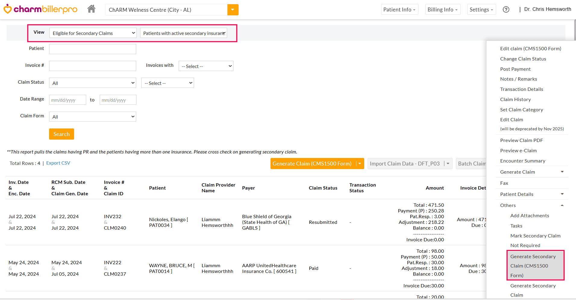 Secondary Claim Generation