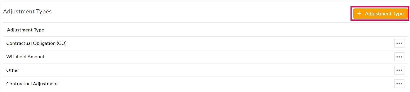 Add Adjustment Type Option