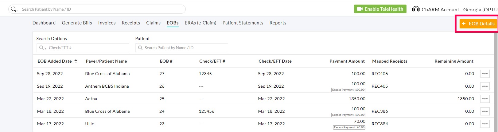 Add EOB Details Option