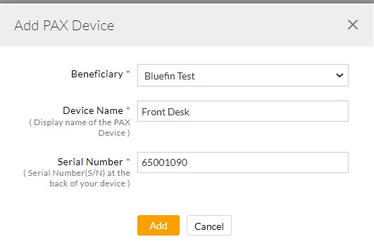 Add PAX Device Add PAX Device