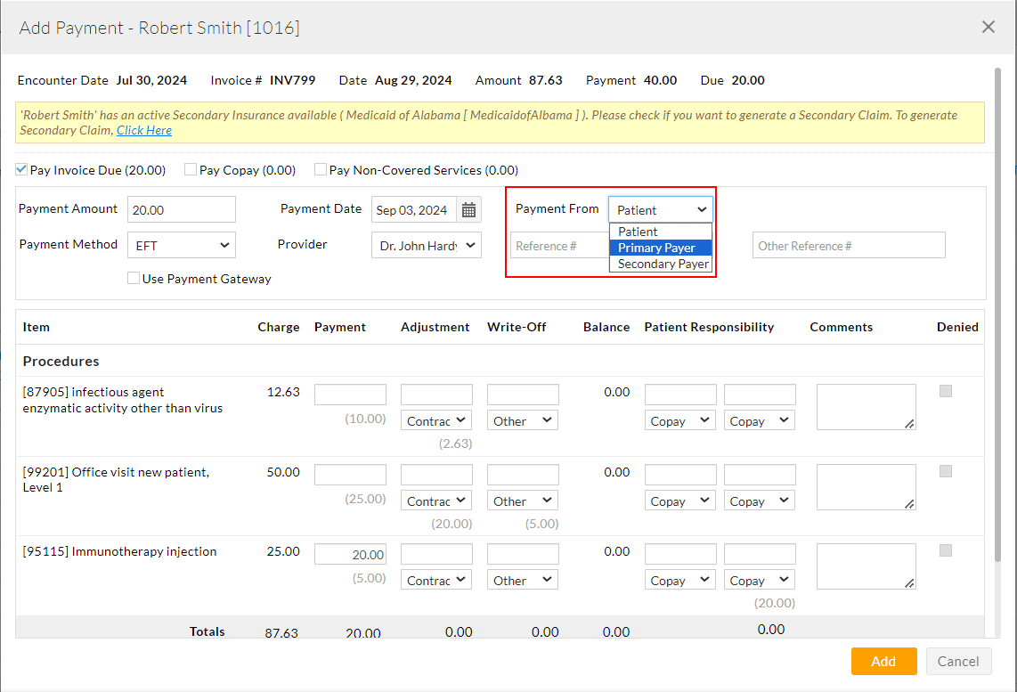 Add Payment to the Invoice