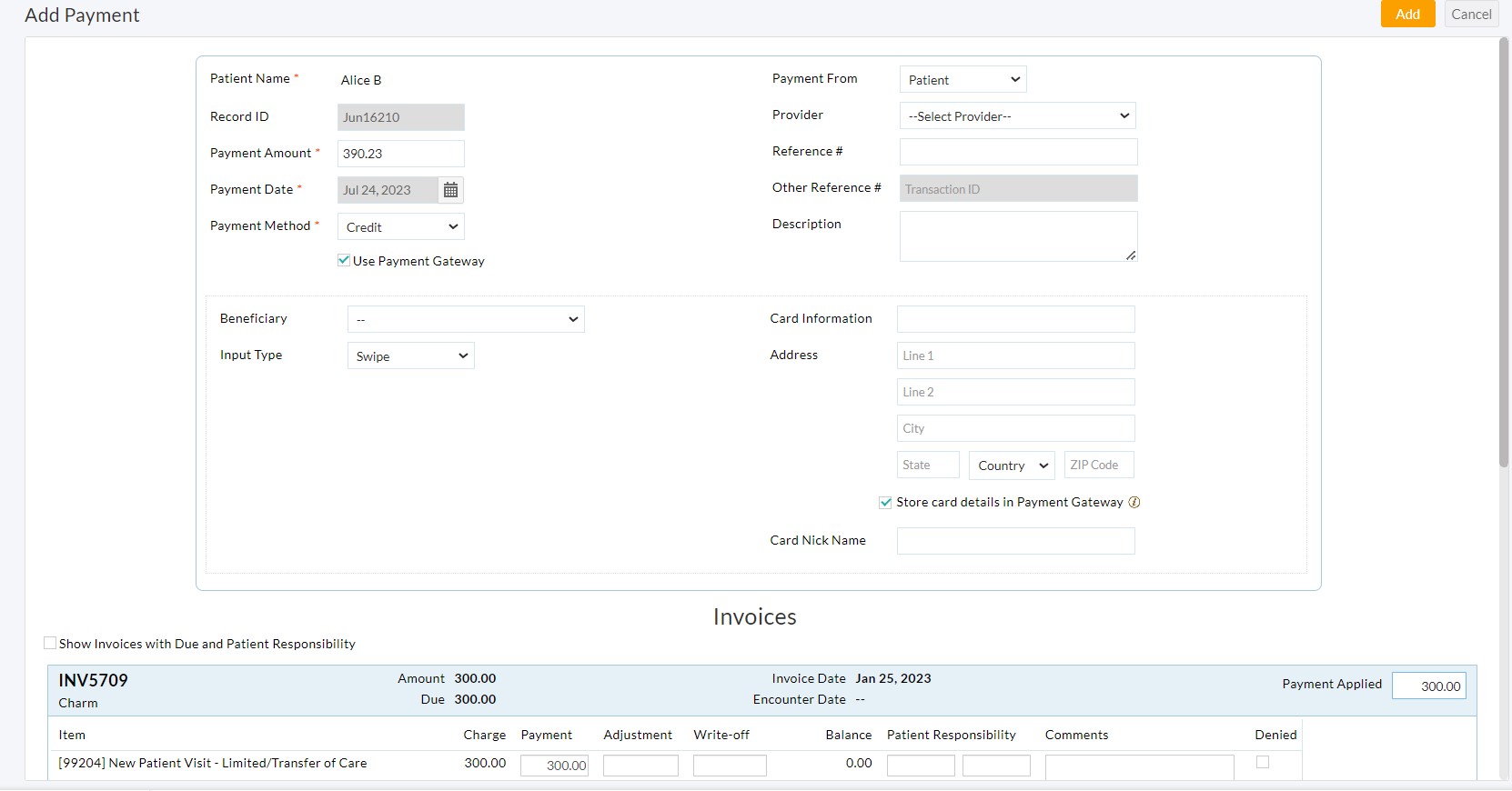Add Payment Add Payment