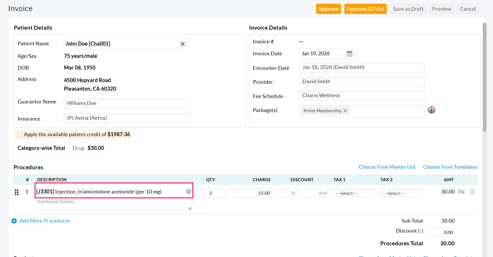 Add Procedure Code to the Encounter