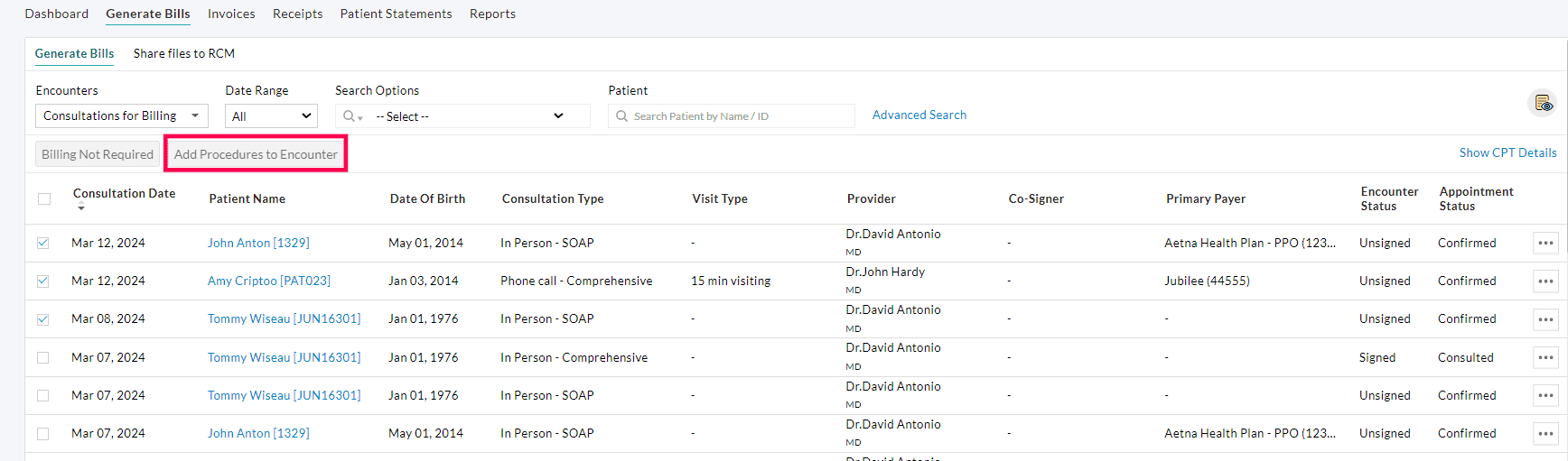 Add Procedures to Encounters