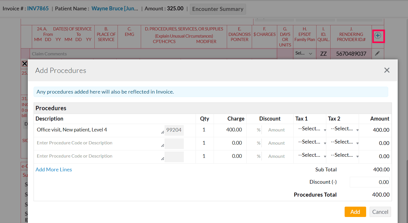 Add Procedures Add Procedures