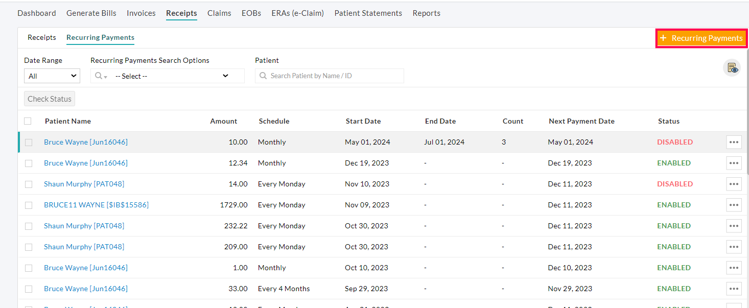 Add Recurring Payments