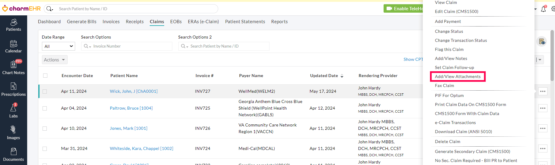 Add View Claim Attachment Option