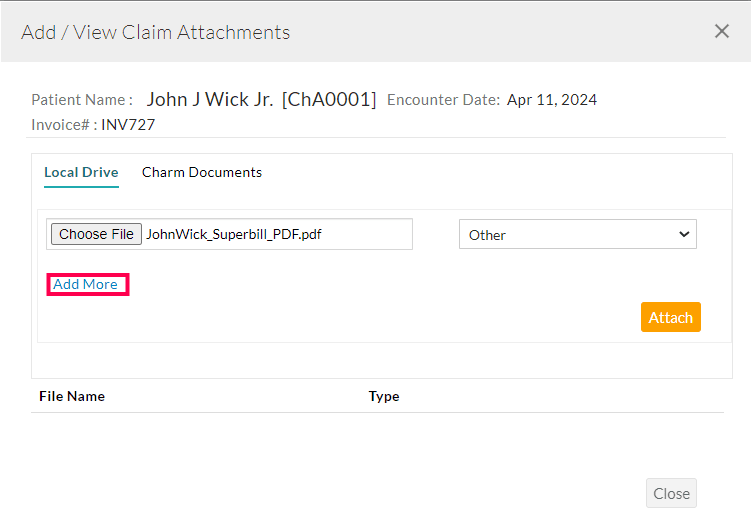 Add View Claim Attachment