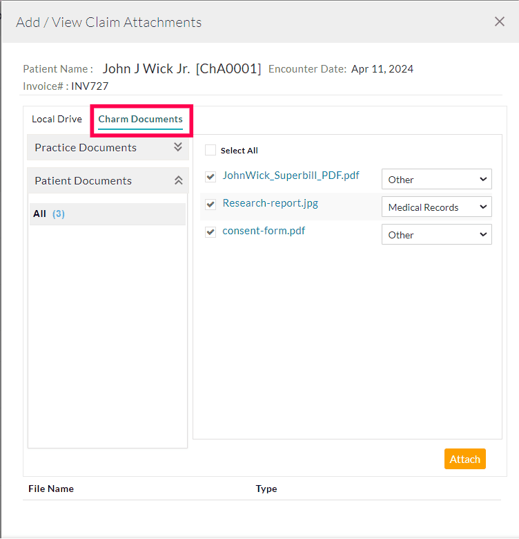 Add View Claim Attachment