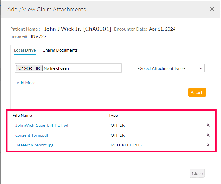 Add View Claim Attachment
