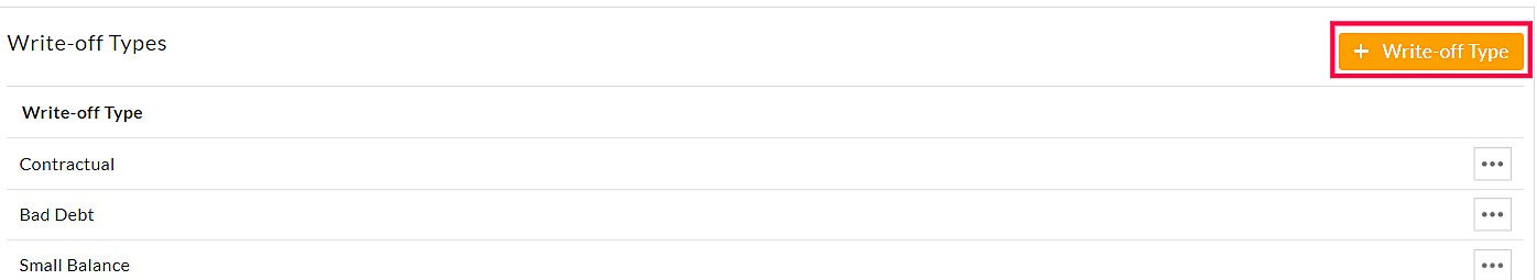 Add Write-Off Type Option Add Write-Off Type Option