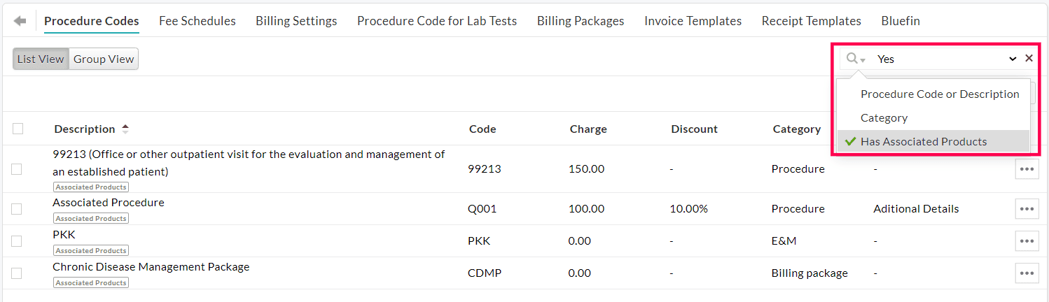 Associated Products Filter