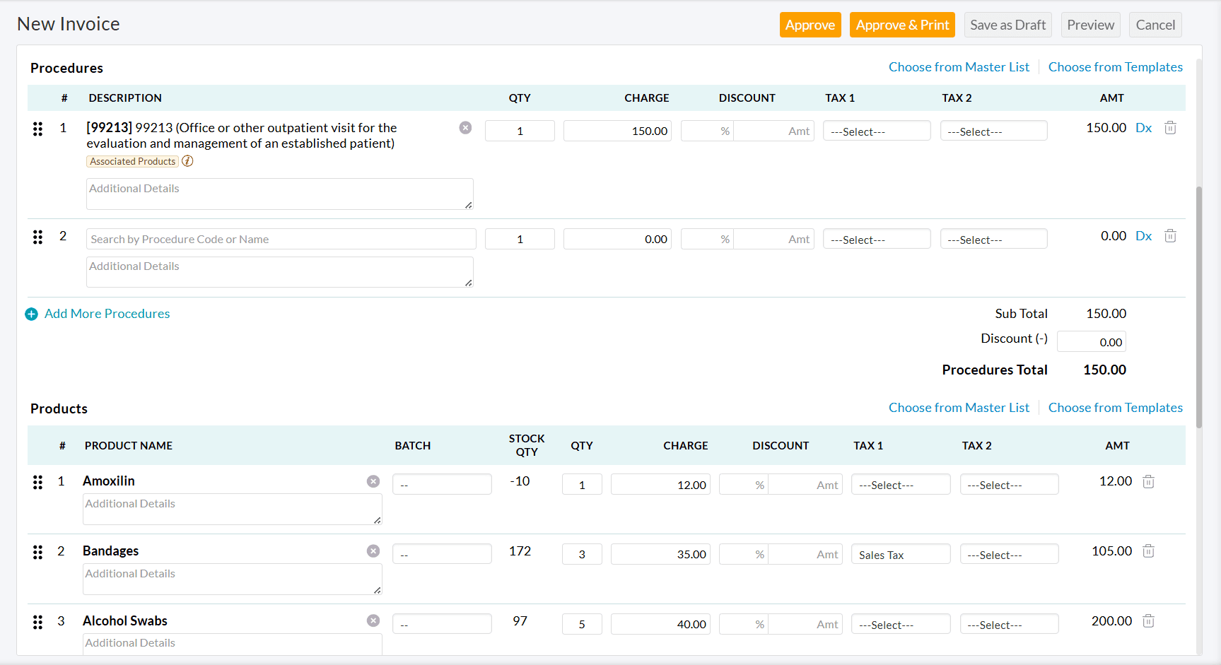 Associated Products in Invoice