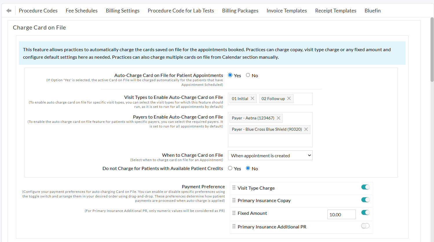 Automate Charge Card on file